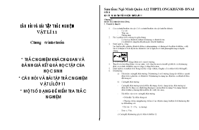 Câu hỏi và bài tập trắc nghiệm Vật lí lớp 11 - Ngô Minh Quân